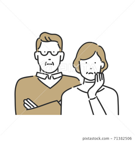 Senior generation couple thinking about upper body illustration material 71382506