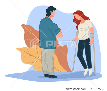Rehabilitation after leg injury or fracture vector 71382532