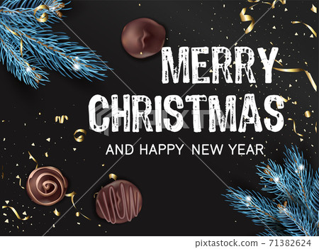 Merry christmas and happy new year, candy and pine 71382624