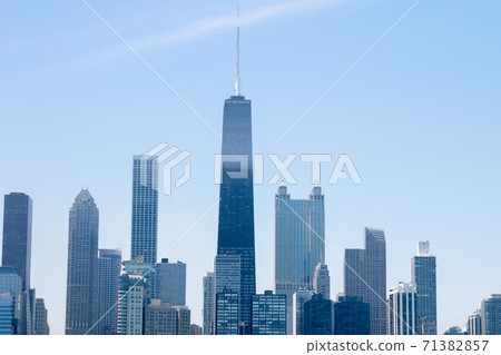 美國伊利諾伊州芝加哥密歇根湖和市中心 71382857