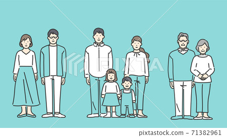 Full-body illustration of couples and families Simple touch 71382961