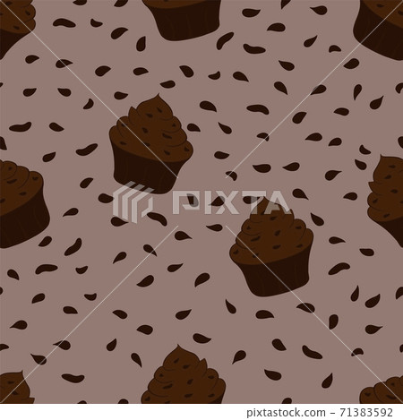 Tasty chocolate cupcake icon. Sweet dessert. Seamless pattern. Vector illustration Tasty chocolate cupcake icon. Sweet dessert. Seamless pattern. Vector illustration 71383592