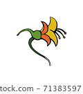 Doodle Tropical flower isolated on White background. Hand drawn Vector illustration. Floral Design element 71383597
