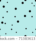 Dotted seamless pattern. Black Polka Dot on blue background Background. Vector illustration. Monochrome minimalist graphic design. Wallpaper, furniture fabric, textile 71383613