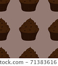 Tasty chocolate cupcake icon. Sweet dessert. Seamless pattern. Vector illustration 71383616