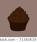 Chocolate cupcake isolated. Hand-drawn Vector illustration. Brown colors. 71383619