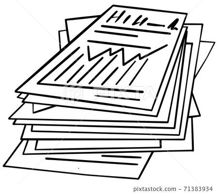 Paper stack black and white, hand drawn Paper stack black and white, hand drawn 71383934