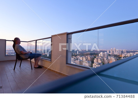 balcony in downtown of modern city balcony in downtown of modern city 71384488
