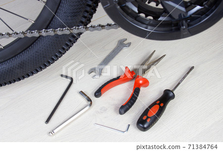 Repair Bicycle Tools Screwdriver Wrench Hex Wrench Pliers Top View 71384764