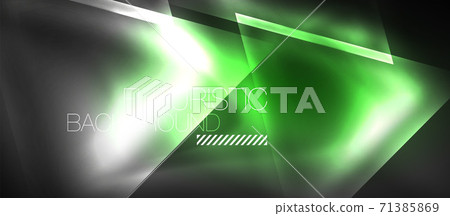 Neon geometric abstract background. Triangles with color glowing light effects in the dark. Vector illustration for covers, banners, flyers and posters and other 71385869