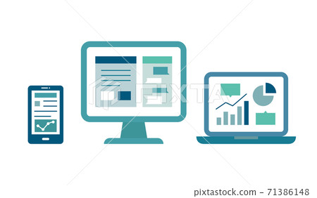 PC and smartphone icon set / digital device / PC / laptop / smartphone / screen 71386148