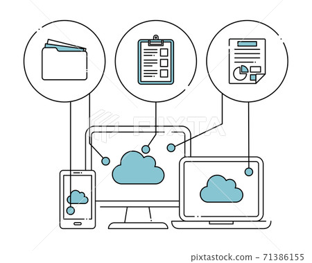 Cloud illustration / icon / business / digitization / IT / PC / data / sharing / backup / information 71386155