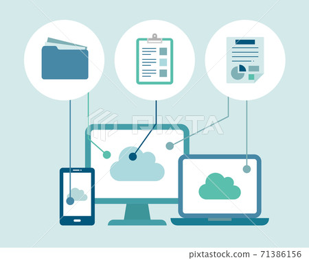 Cloud illustration / icon / business / digitization / IT / PC / data / sharing / backup / information Cloud illustration / icon / business / digitization / IT / PC / data / sharing / backup / information 71386156