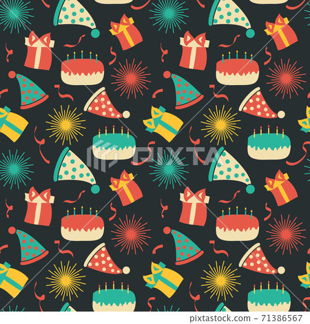 Celebration festive seamless pattern with party icons and objects. birthday pattern seamless vector 71386567