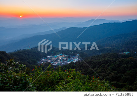 Mountain scenery during the Sunset At Doi Pui Chiang Mai, Thailand. Mountain scenery during the Sunset At Doi Pui Chiang Mai, Thailand. 71386995