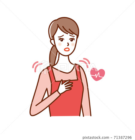 Housewife worried about palpitation with an apron - Stock Illustration ...