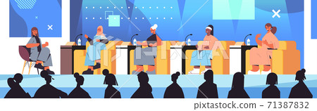 mix race female friends discussing during meeting in women's club girls supporting each other union of feminists 71387832