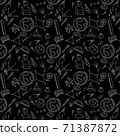 Seamless pattern. Back to school formulas. Doodle freehand chalk drawing on chalkboard 71387872