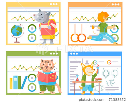 Animals in a classroom. Collection of funny... - Stock Illustration  [71388852] - PIXTA