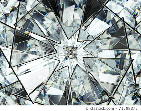 Diamond gemstone shine glass sphere bubbles pattern kaleidoscope background 71389875