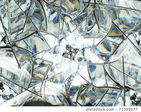 Gemstone diamond or shiny glass wavy triangular texture kaleidoscope 71389877