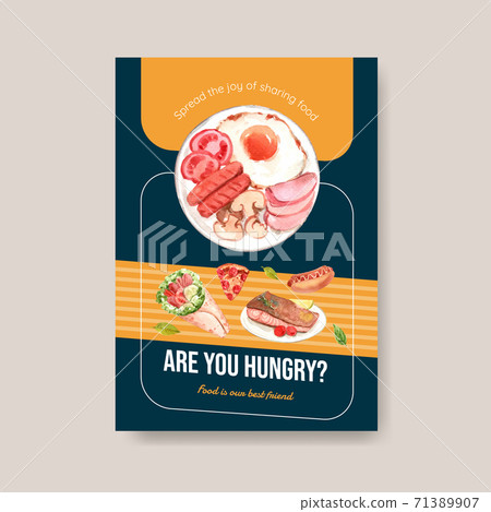 Poster with world food day concept design for advertise and leaflet watercolor vector 71389907