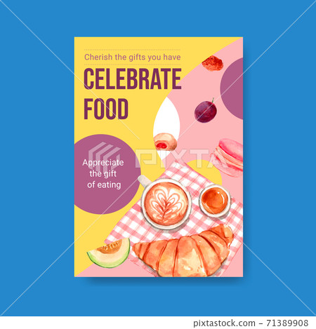 Poster with world food day concept design for advertise and leaflet watercolor vector 71389908