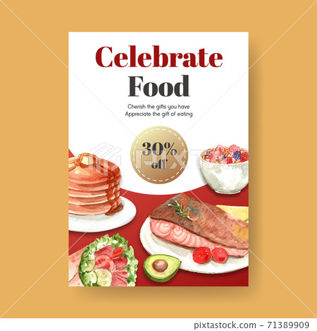 Poster with world food day concept design for advertise and leaflet watercolor vector 71389909
