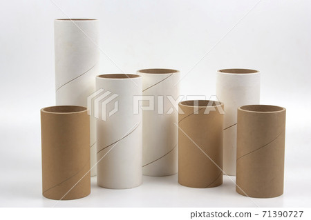 cardboard and paper tubes and pipes on a white background cardboard and paper tubes and pipes on a white background 71390727