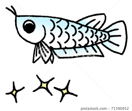 龍魚低頭擔心閃光(白色到藍色) 龍魚低頭擔心閃光(白色到藍色) 71390952