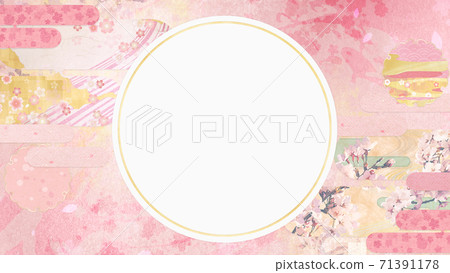 Background material that feels the texture of Japanese paper Spring, cherry blossom season [16: 9] 71391178