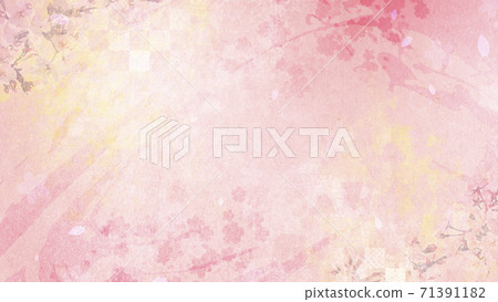 Background material that feels the texture of Japanese paper Spring, cherry blossom season [16: 9] 71391182
