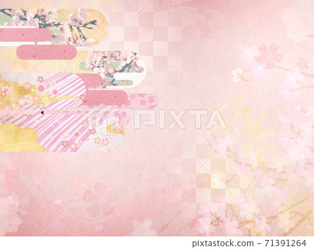 Background material that feels the texture of Japanese paper Spring, cherry blossom season [4: 3] 71391264