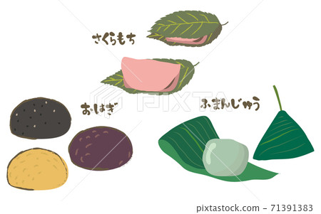 Japanese sweets Sakuramochi Ohagi Fumanju Japanese sweets Sakuramochi Ohagi Fumanju 71391383