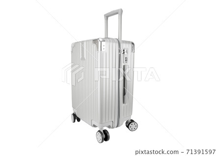 Silver luggage bag with copy space isolated on white Silver luggage bag with copy space isolated on white 71391597