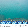 Brightly colored tetrapods and emerald green sea 71393075
