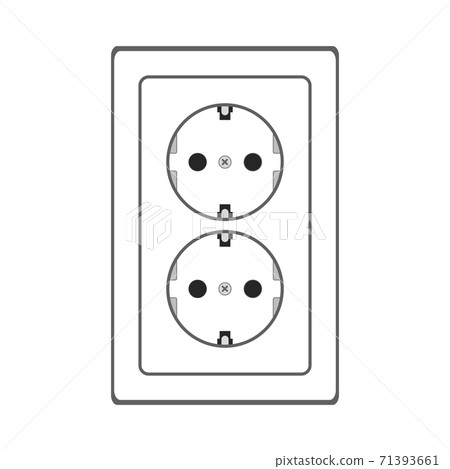 White Power Socket flat icon. Vector Illustration. White Power Socket flat icon. Vector Illustration. 71393661