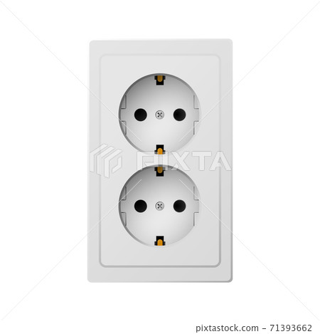 White Power Socket flat icon. Vector Illustration. White Power Socket flat icon. Vector Illustration. 71393662