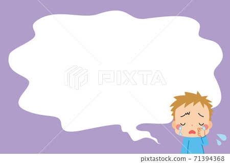 小男孩哭泣和井噴的卡通般背景 71394368
