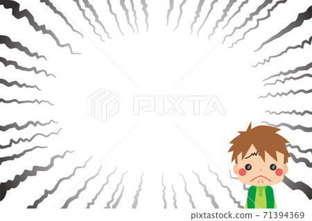 卡通風格的背景,一個小男孩和喜怒無常的效果,阻止了眼淚 卡通風格的背景,一個小男孩和喜怒無常的效果,阻止了眼淚 71394369