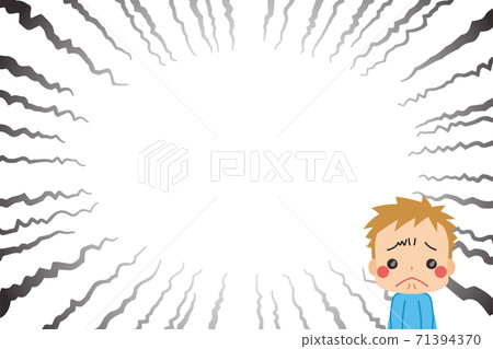 卡通風格的背景,一個小男孩和喜怒無常的效果,阻止了眼淚 卡通風格的背景,一個小男孩和喜怒無常的效果,阻止了眼淚 71394370