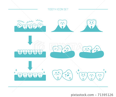 Vector illustration set of teeth Caries orthodontics Vector illustration set of teeth Caries orthodontics 71395126