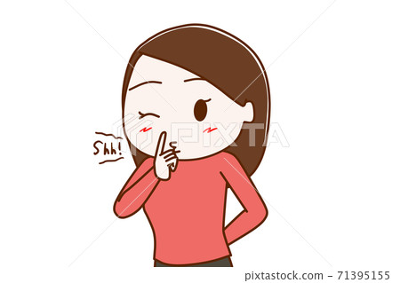 A woman who winks with a secret finger A woman who winks with a secret finger 71395155