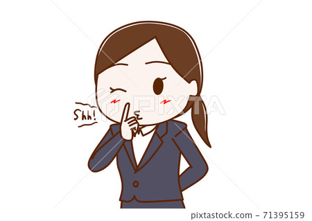 A woman in a suit who winks with a secret finger 71395159