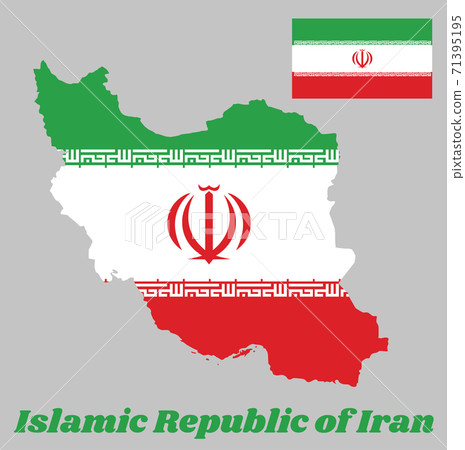 Map outline and flag of Iran,and name text Islamic Republic of Iran. Map outline and flag of Iran,and name text Islamic Republic of Iran. 71395195