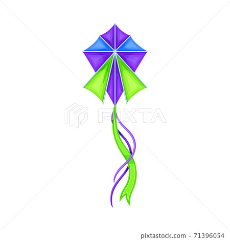 Flying Kite as Festive Toy Craft with Wings and Tail Vector Illustration Flying Kite as Festive Toy Craft with Wings and Tail Vector Illustration 71396054
