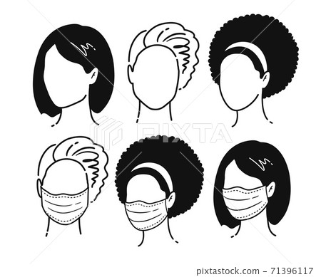 Female portraits wearing medical masks Female portraits wearing medical masks 71396117