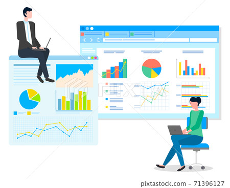 Data analysis teamwork, statistical analytics... - Stock Illustration ...