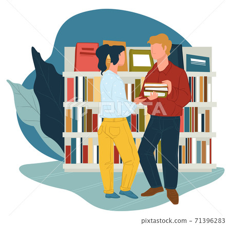 People talking in library or book store vector 71396283