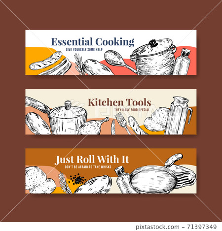 Banner template with kitchen appliances concept... - Stock Illustration ...